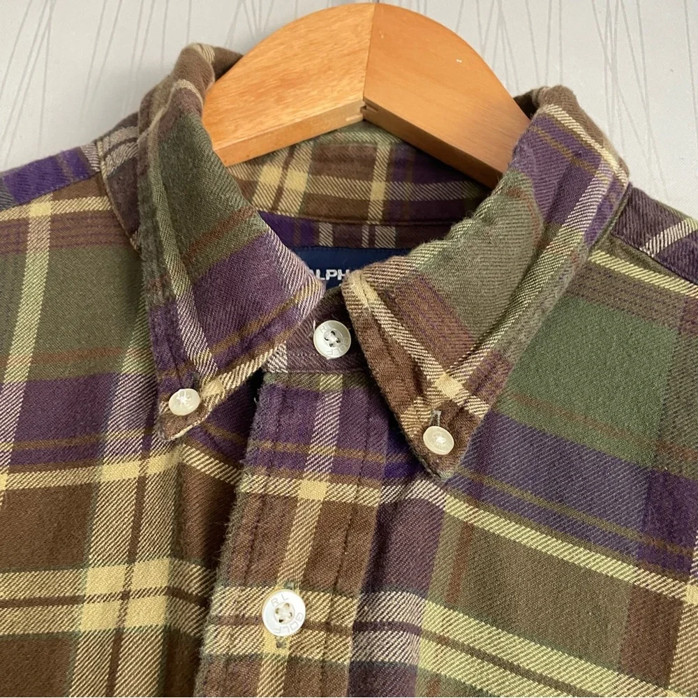Vintage Ralph Lauren Golf Large Long Sleeve Shirt Khaki Green - Picture 4 of 8